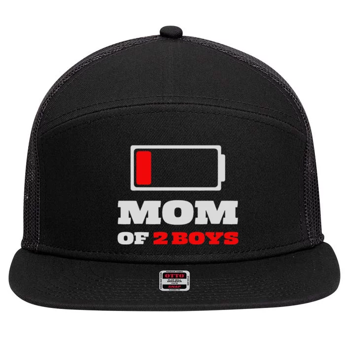 Funny Gift Ideas For Mother's Day Mom Of 2 Boys 7 Panel Mesh Trucker Snapback Hat