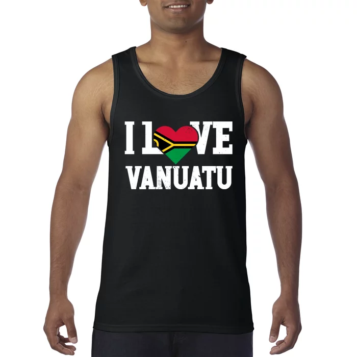 Funny Gift I Love Vanuatu Flag Proud Sports Tank Top