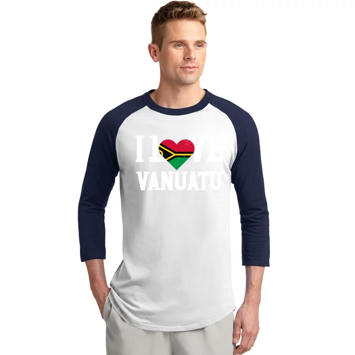 Funny Gift I Love Vanuatu Flag Proud Sports Baseball Sleeve Shirt