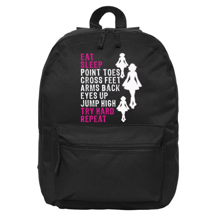 Funny Girl Irish Dance Gift, Eat Sleep Repeat 16 in Basic Backpack