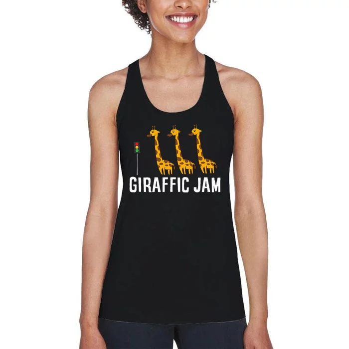 Funny Giraffic Jam Cute Giraffe Giraffe Pun Cute Giraffe Women's Racerback Tank