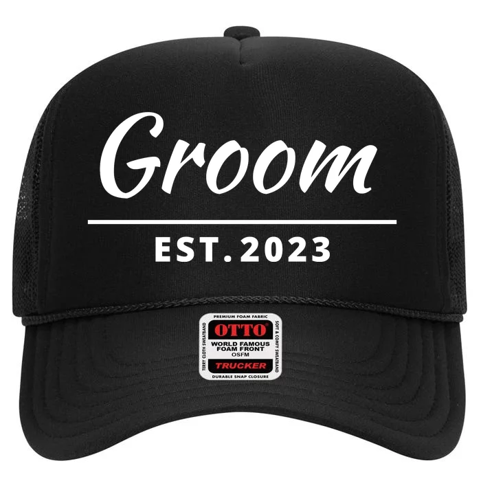 Funny Groom, Just Married Couples Set Tee, Groom Tee High Crown Mesh Trucker Hat