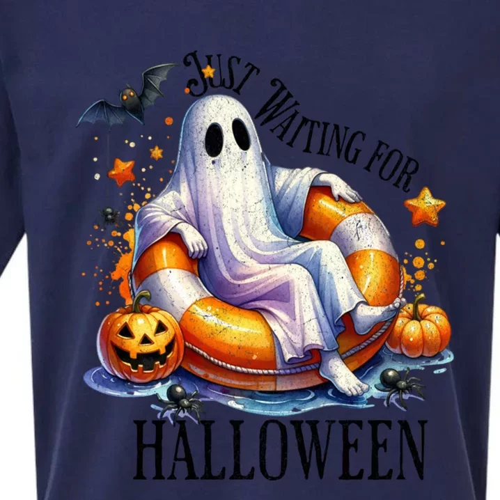 Funny Ghost Just Waiting For Halloween Gift Sueded Cloud Jersey T-Shirt