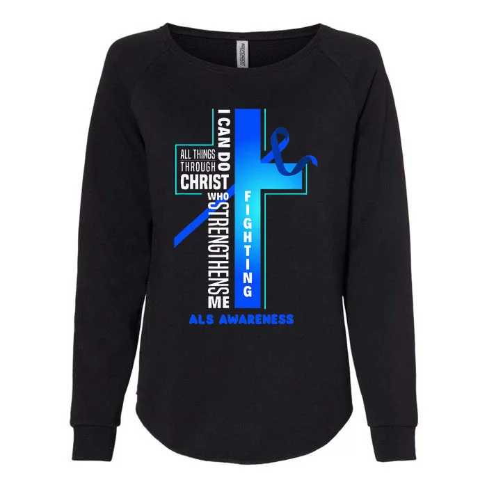 Faith God Jesus Christ Als Warrior Als Fighter Als Awareness Womens California Wash Sweatshirt