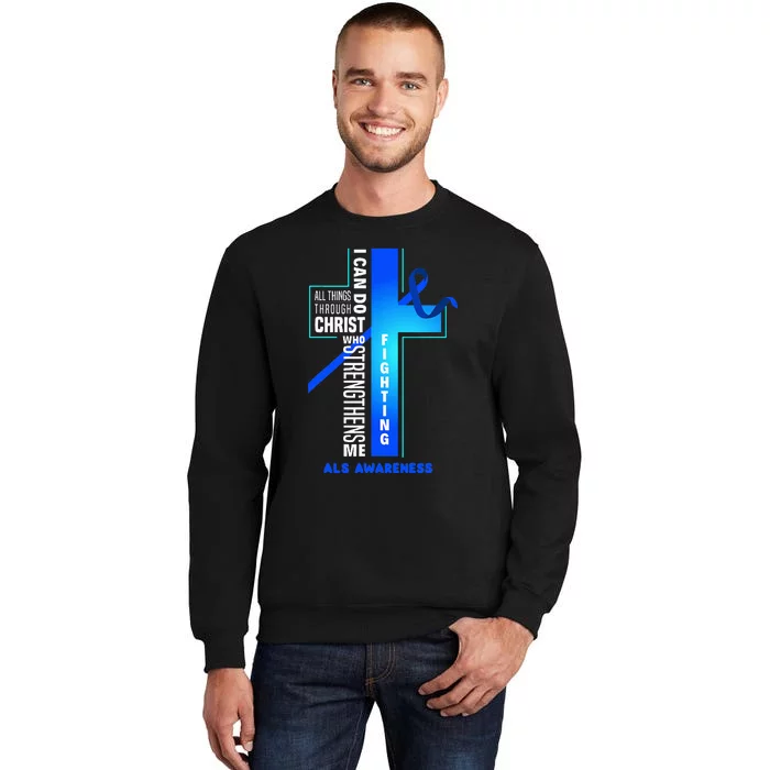 Faith God Jesus Christ Als Warrior Als Fighter Als Awareness Tall Sweatshirt