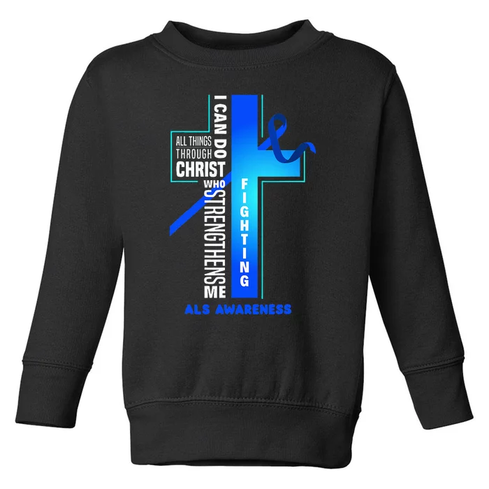 Faith God Jesus Christ Als Warrior Als Fighter Als Awareness Toddler Sweatshirt