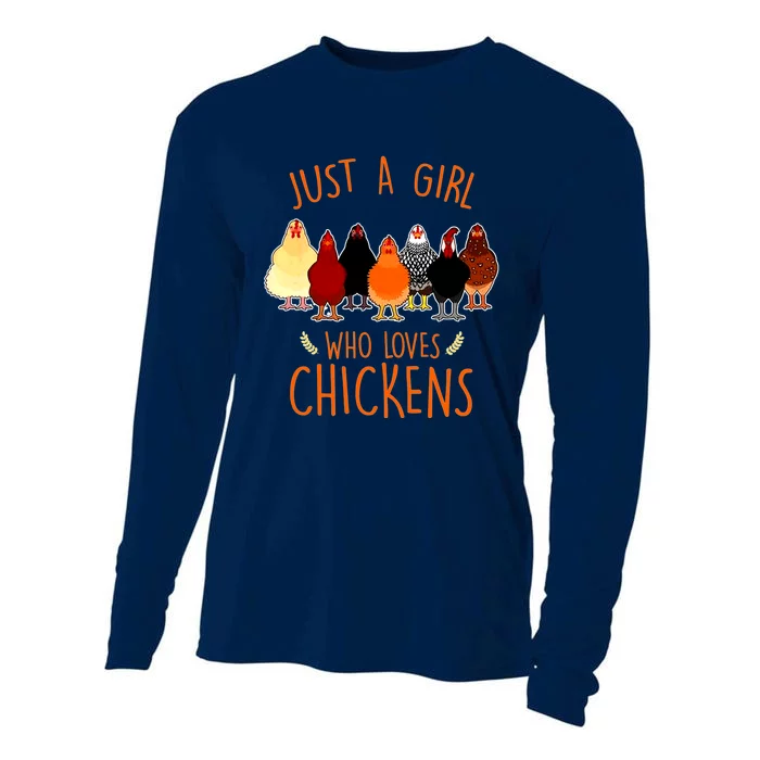 Funny Gift Just A Girl Who Loves Chickens Cooling Performance Long Sleeve Crew