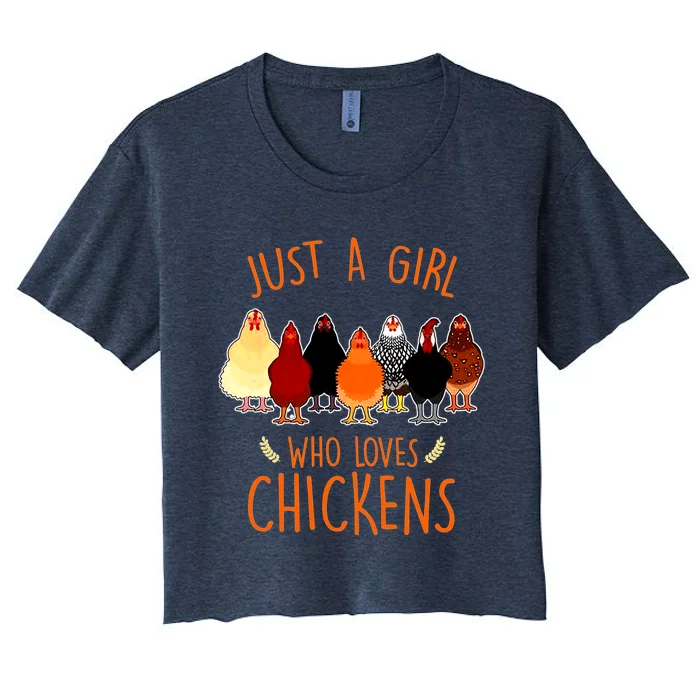 Funny Gift Just A Girl Who Loves Chickens Women's Crop Top Tee