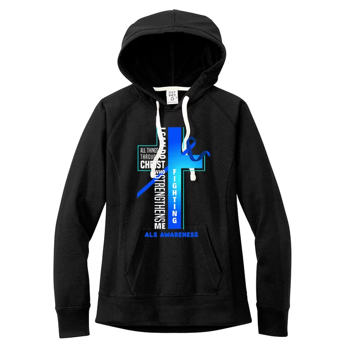 Faith God Jesus Christ ALS Warrior ALS Fighter ALS Awareness Women's Fleece Hoodie