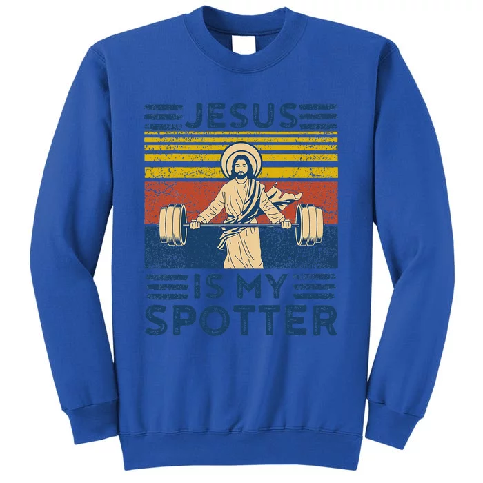 Funny Gym Jesus Is My Spotter Funny Workout Jesus Sweatshirt