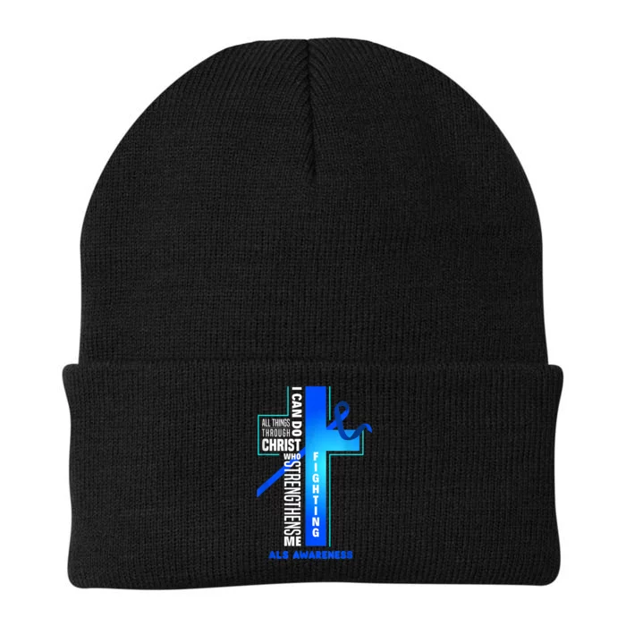 Faith God Jesus Christ ALS Warrior ALS Fighter ALS Awareness Knit Cap Winter Beanie