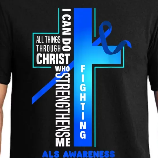 Faith God Jesus Christ ALS Warrior ALS Fighter ALS Awareness Pajama Set