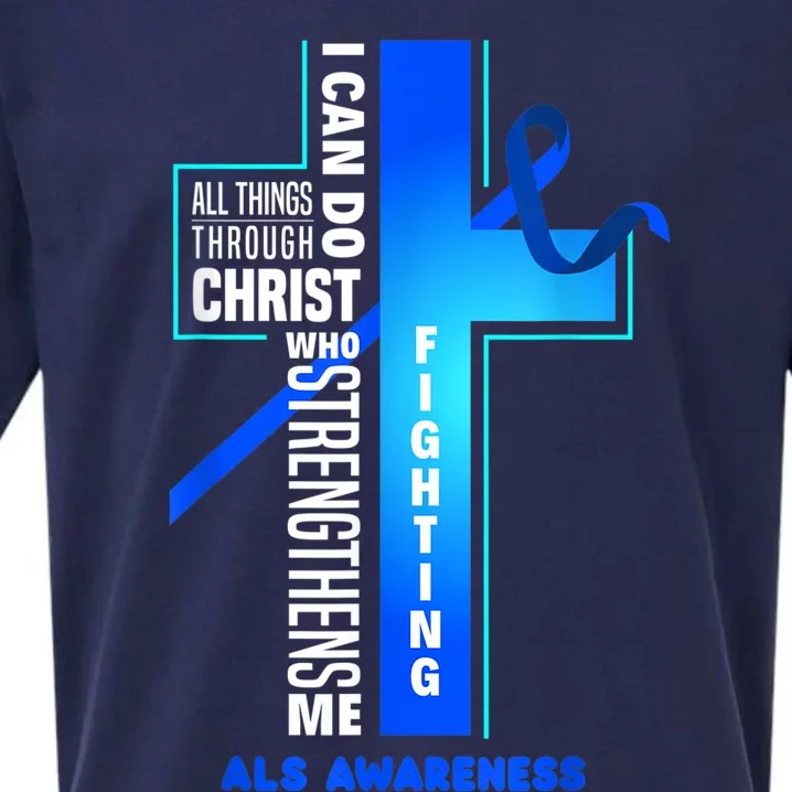 Faith God Jesus Christ ALS Warrior ALS Fighter ALS Awareness Sueded Cloud Jersey T-Shirt