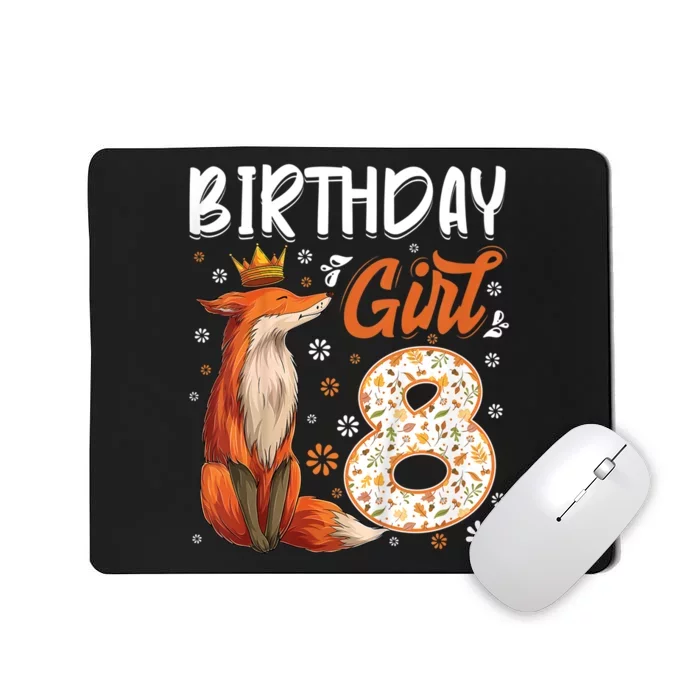 Funny Gift Kids Fox Animal Lovers 8th Birthday Girl Fox Bday 8 Year Old Gift Mousepad