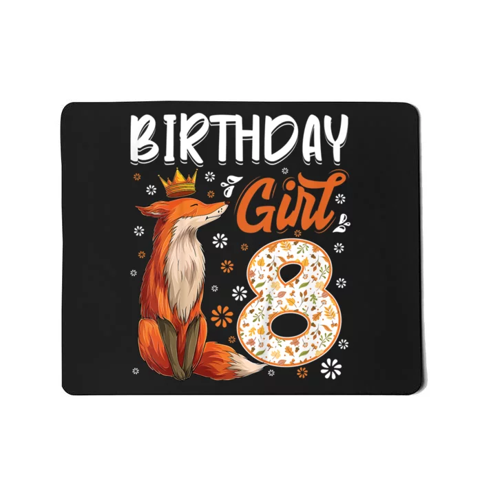 Funny Gift Kids Fox Animal Lovers 8th Birthday Girl Fox Bday 8 Year Old Gift Mousepad