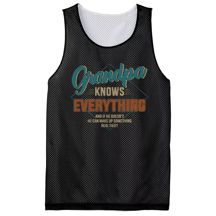 Funny grandpa knows everything for father's day Mesh Reversible Basketball Jersey Tank