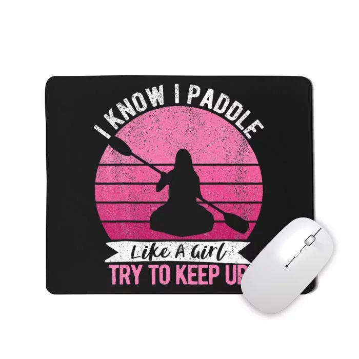 Funny Girl Kayak Retro Kayaking Paddling Mousepad