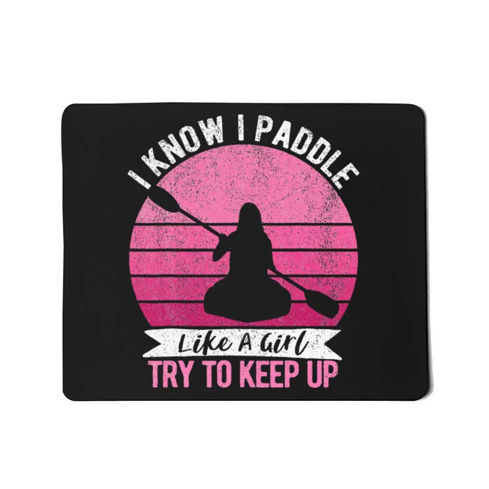 Funny Girl Kayak Retro Kayaking Paddling Mousepad