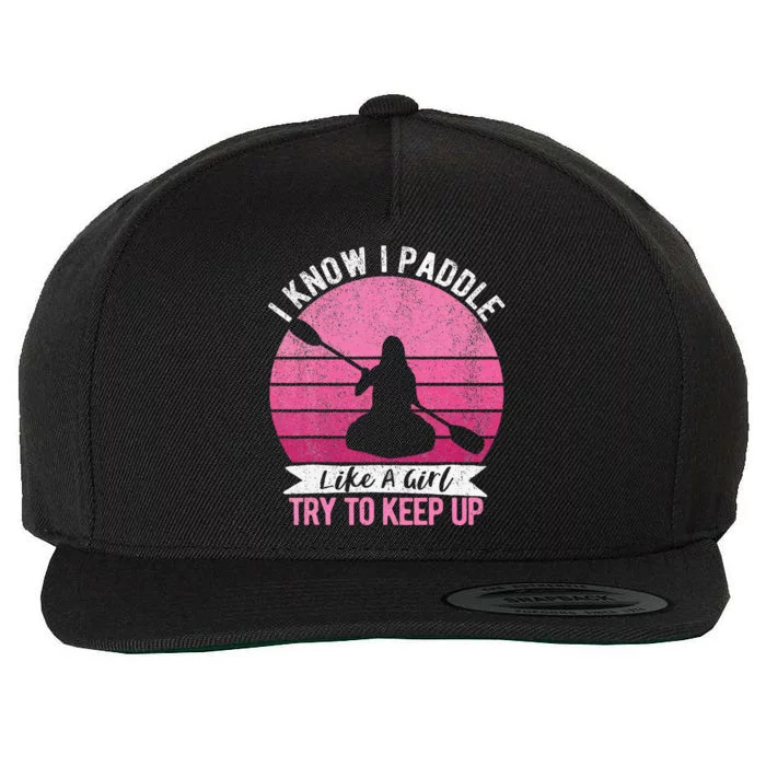 Funny Girl Kayak Retro Kayaking Paddling Wool Snapback Cap