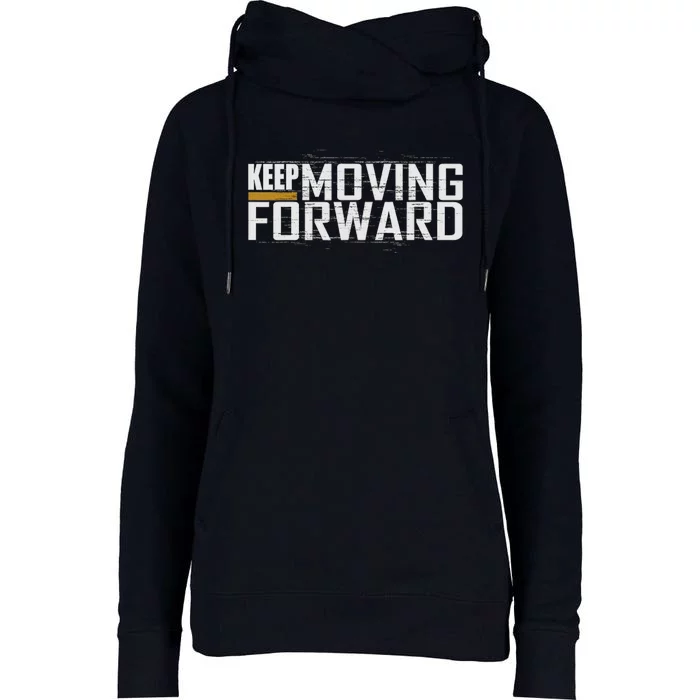 Fitness Gym Keep Moving Forward (Art In Front And Back) Womens Funnel Neck Pullover Hood