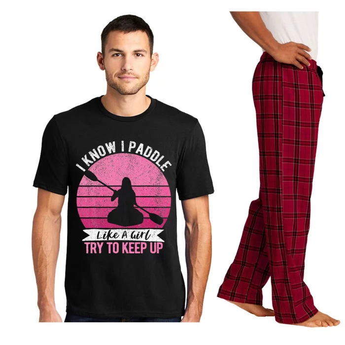 Funny Girl Kayak Retro Kayaking Paddling For Women Pajama Set