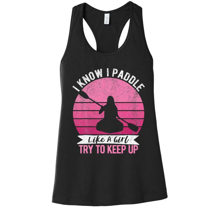 Funny Girl Kayak Retro Kayaking Paddling For Women Women's Racerback Tank