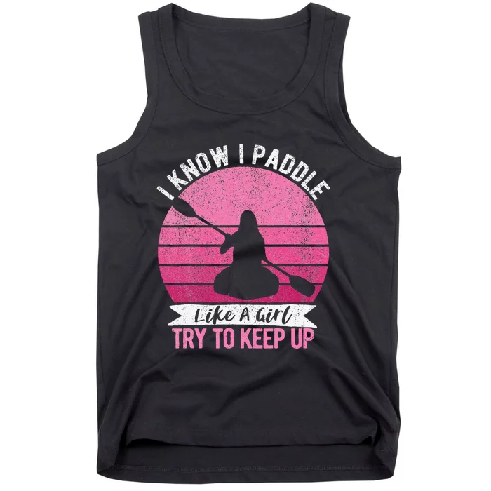 Funny Girl Kayak Retro Kayaking Paddling For Women Tank Top