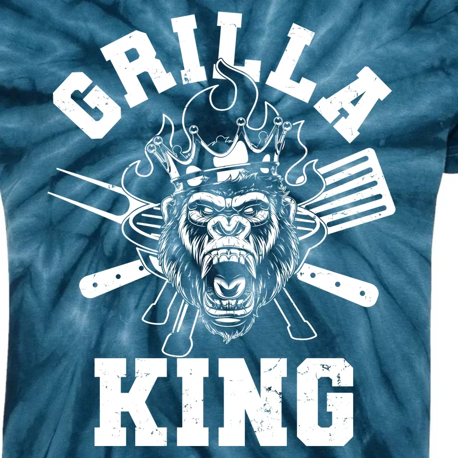 Funny Grilla King Gorilla King Of The Grill Kids Tie-Dye T-Shirt