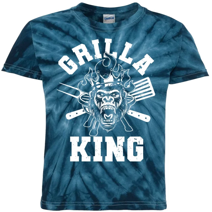 Funny Grilla King Gorilla King Of The Grill Kids Tie-Dye T-Shirt