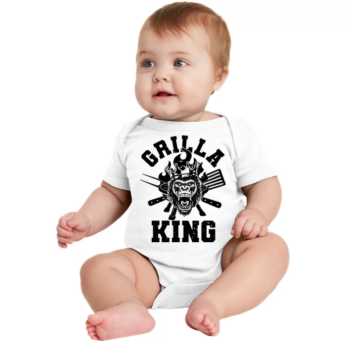 Funny Grilla King Gorilla King Of The Grill Baby Bodysuit