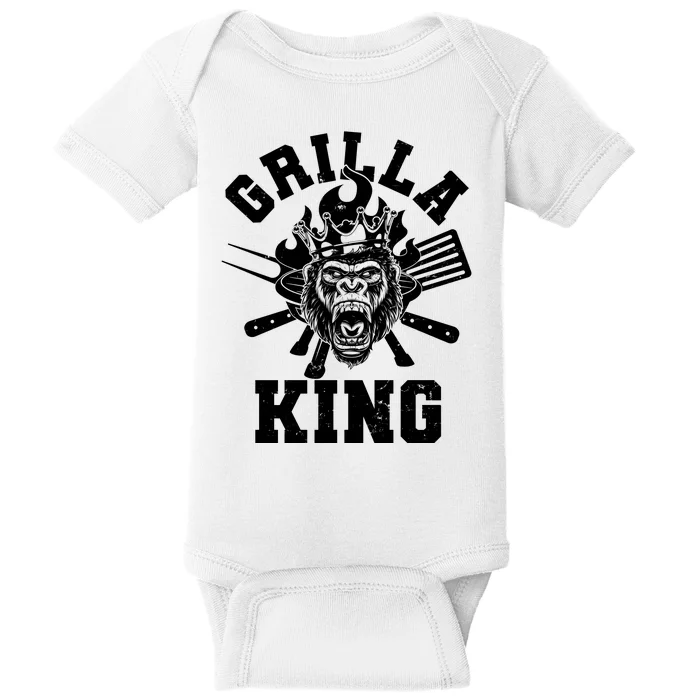 Funny Grilla King Gorilla King Of The Grill Baby Bodysuit