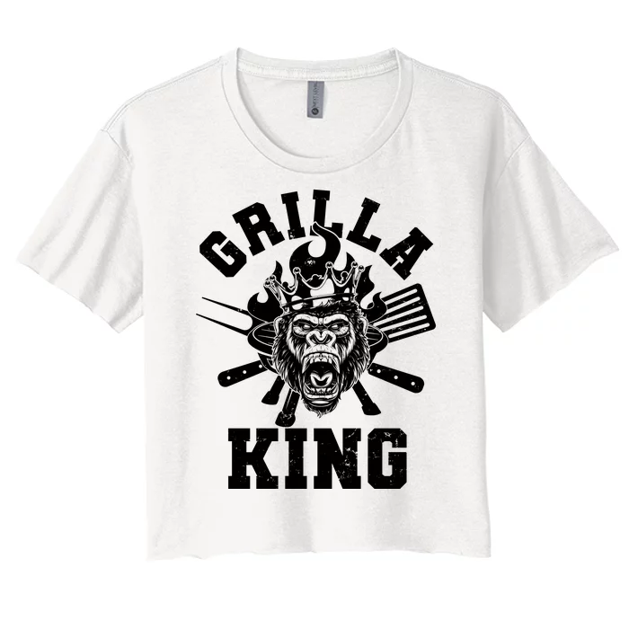 Funny Grilla King Gorilla King Of The Grill Women's Crop Top Tee