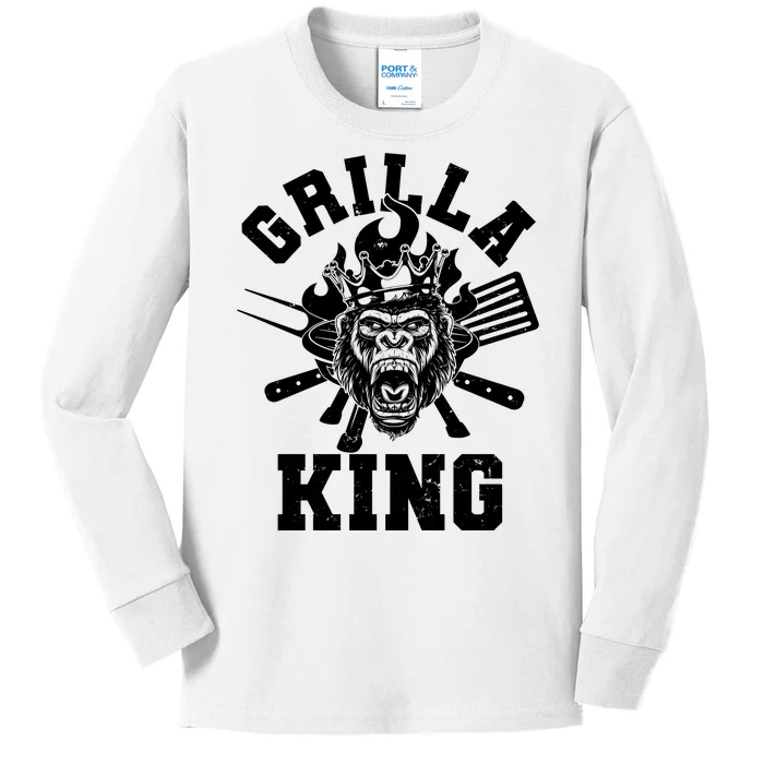 Funny Grilla King Gorilla King Of The Grill Kids Long Sleeve Shirt