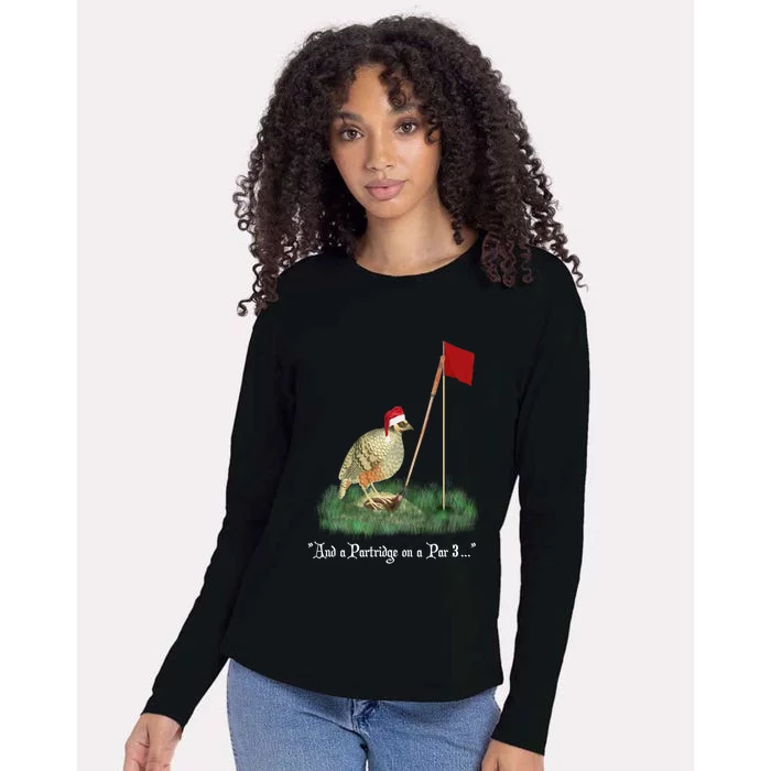 Funny Golf Lovers Partridge On A Par 3 Christmas Song Parody Gift Womens Cotton Relaxed Long Sleeve T-Shirt