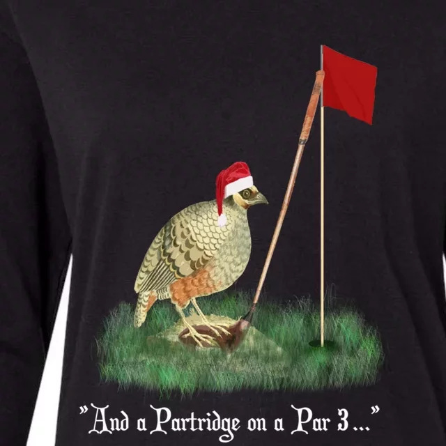 Funny Golf Lovers Partridge On A Par 3 Christmas Song Parody Gift Womens Cotton Relaxed Long Sleeve T-Shirt