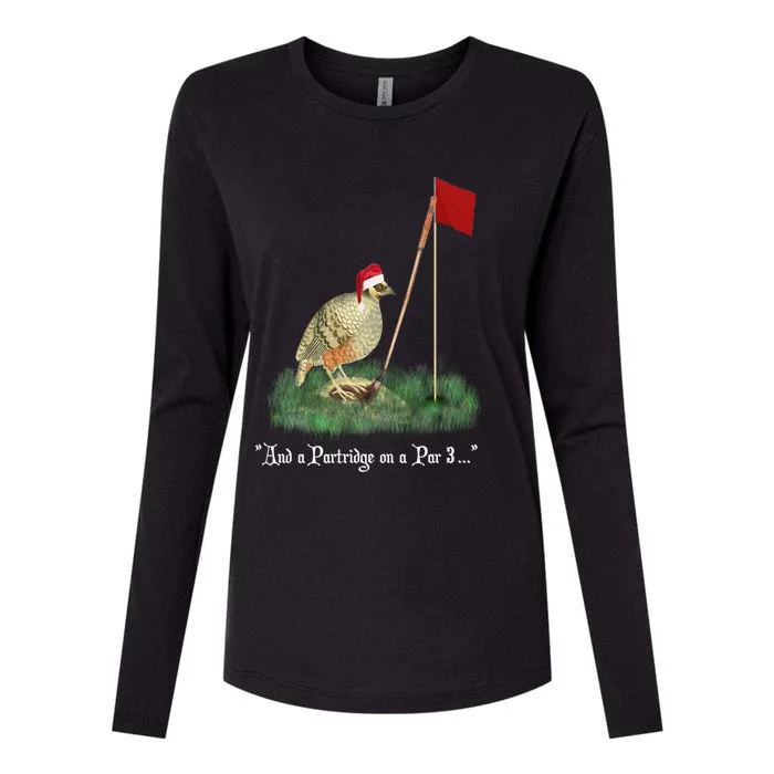 Funny Golf Lovers Partridge On A Par 3 Christmas Song Parody Gift Womens Cotton Relaxed Long Sleeve T-Shirt