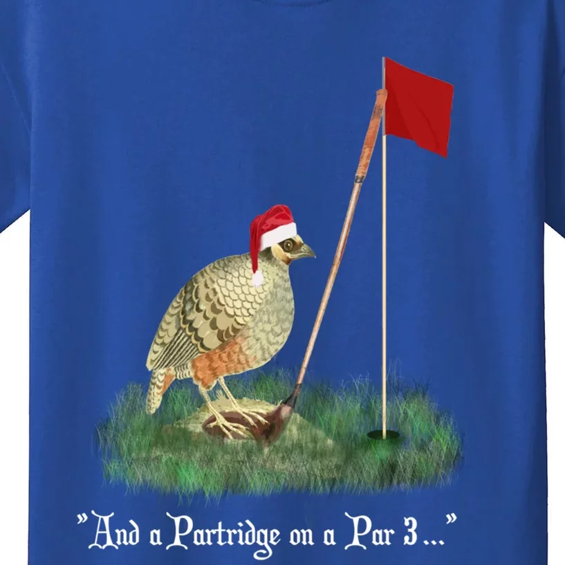 Funny Golf Lovers Partridge On A Par 3 Christmas Song Parody Gift Kids T-Shirt