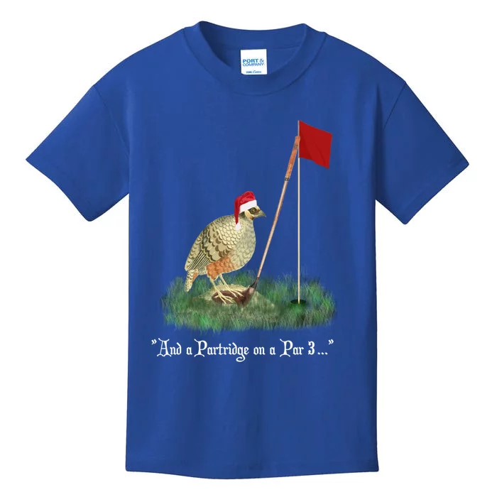 Funny Golf Lovers Partridge On A Par 3 Christmas Song Parody Gift Kids T-Shirt