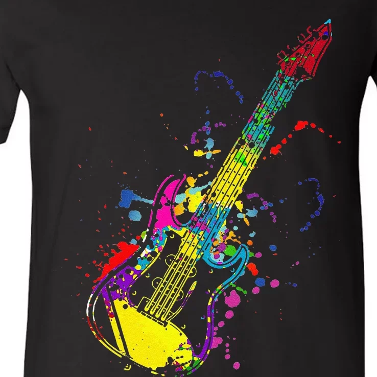 Funny Guitar Lovers Guitarist Musician Band Playing V-Neck T-Shirt