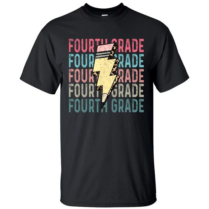 Fourth Grade Lightning Bolt Pencil Retro Teacher Tall T-Shirt