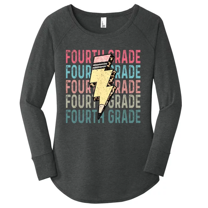 Fourth Grade Lightning Bolt Pencil Retro Teacher Women's Perfect Tri Tunic Long Sleeve Shirt