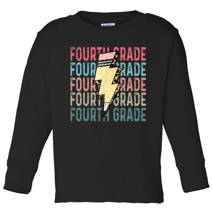 Fourth Grade Lightning Bolt Pencil Retro Teacher Toddler Long Sleeve Shirt