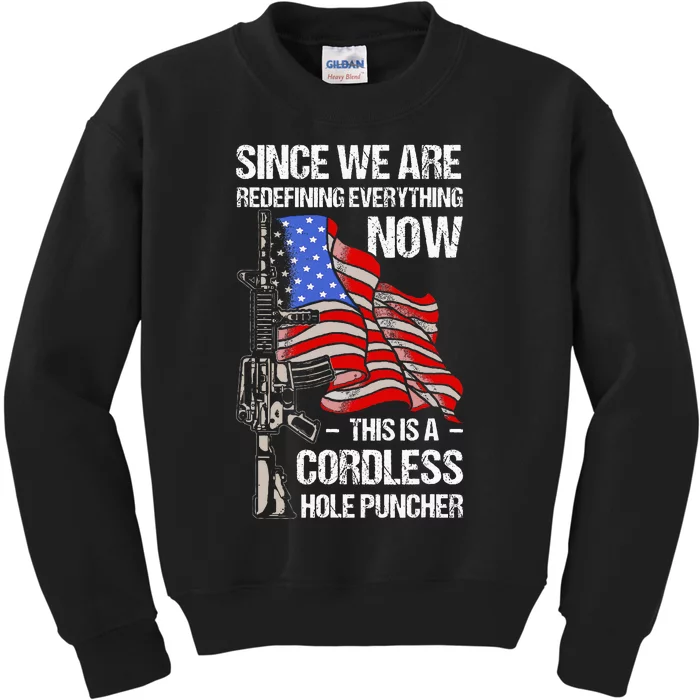 Funny Gun Lover Cordless Hole Puncher Kids Sweatshirt