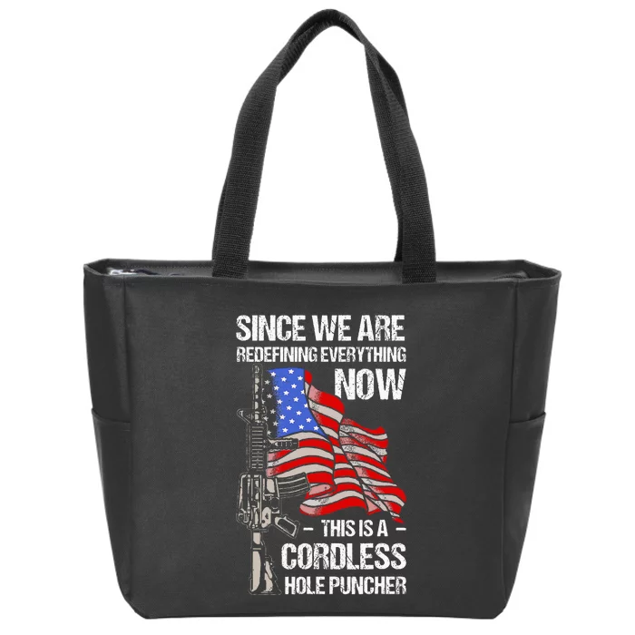 Funny Gun Lover Cordless Hole Puncher Zip Tote Bag