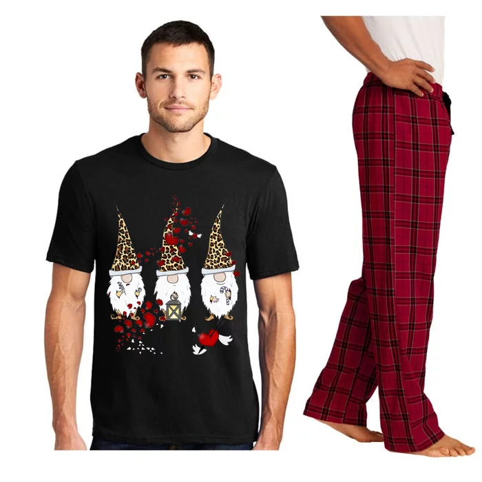 Funny Gnomes Leopard Red Hearts Valentines Day Funny Gift Pajama Set