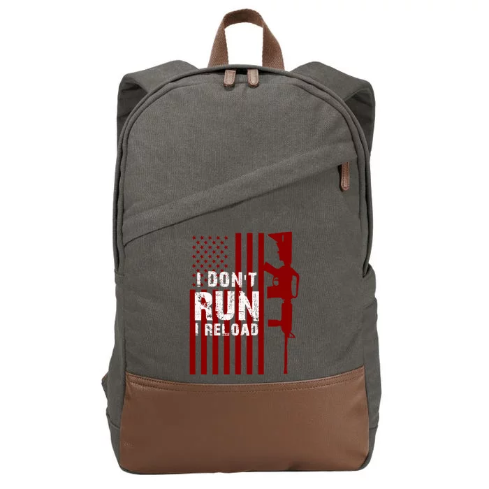 Funny Gun Lovers I Don't Run I Reload Gun Owners US Flag Cotton Canvas Backpack