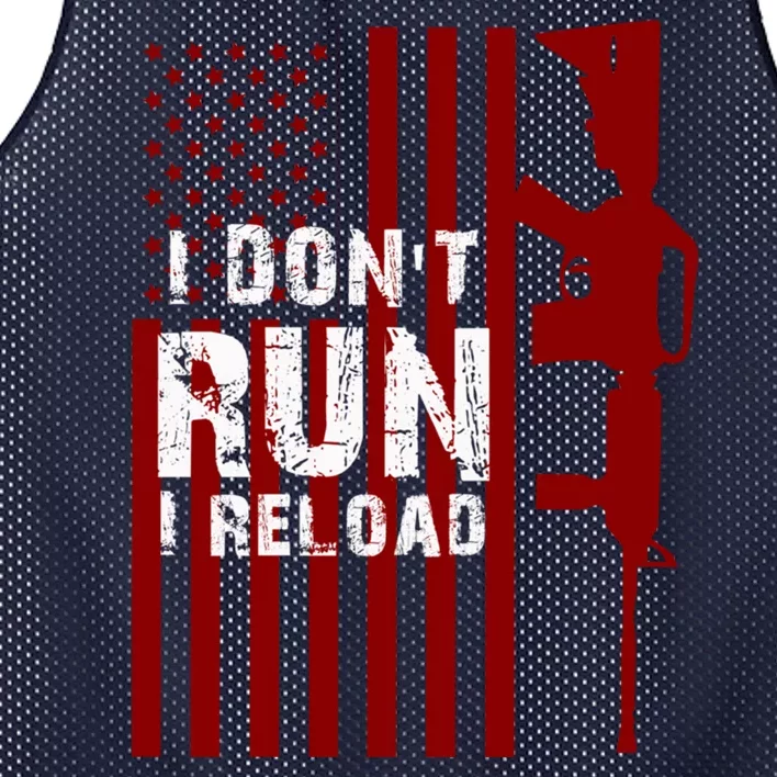 Funny Gun Lovers I Don't Run I Reload Gun Owners US Flag Mesh Reversible Basketball Jersey Tank