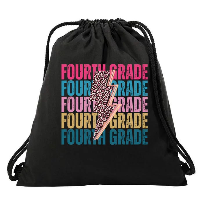 Fourth Grade Lighting Cheetah Back To School Drawstring Bag