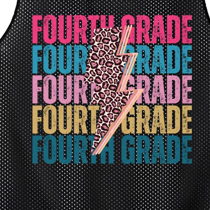 Fourth Grade Lighting Cheetah Back To School Mesh Reversible Basketball Jersey Tank