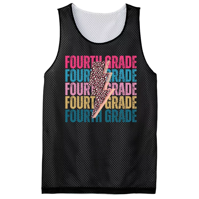 Fourth Grade Lighting Cheetah Back To School Mesh Reversible Basketball Jersey Tank